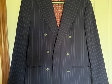 Selling with online payment: Suitsupply Soho Navy Pinstripe DB Blazer - Pure Wool - 40R