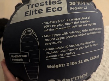 Uthyres (per vecka): Marmot Trestles Elite Eco 20 lämmin makuupussi