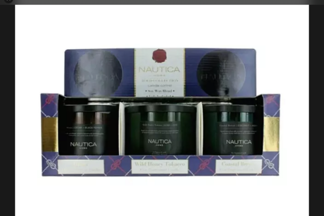 6 sets 3pc Nautica 14.5oz Soy Wax 3 Wick Candles Gift Sets