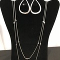 Checkout: 60 sets-Designer 42" Silver Necklace w/ Silver Hoop Earrings