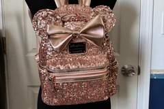 Selling with online payment: Rose Gold Sequin Minnie Loungefly Backpack
