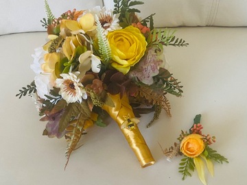 Selling: Yellow Faux floral Wedding Bouquet