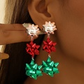 Bulk Lots: 30 Pairs Colorful Metal Christmas Bow Design Dangle Earrings 