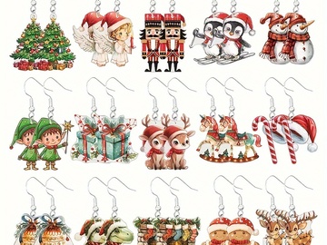 Bulk Lots: 150 Pairs Cute Cartoon Christmas Pendant Earrings