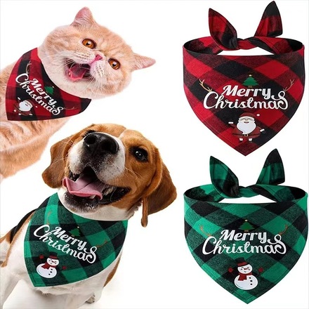 100pcs - Christmas pet dog cat triangle bandana bib