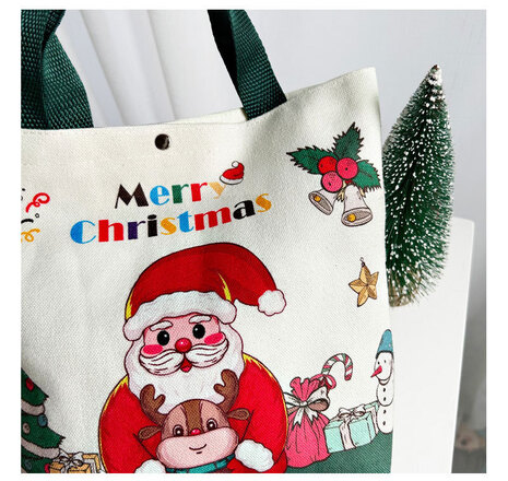 100pcs - Christmas gift bag cartoon Christmas tote bag canvas bag