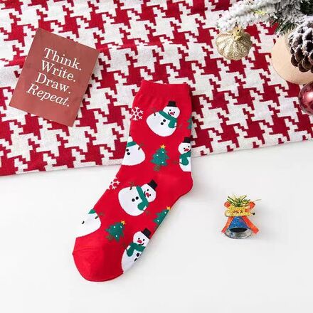 100 pairs of Christmas cartoon snowman and elk socks