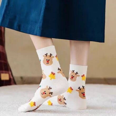 100 pairs of Christmas cartoon snowman and elk socks