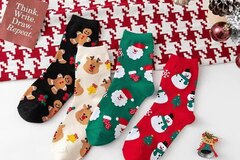 Bulk Lots: 100 pairs of Christmas cartoon snowman and elk socks