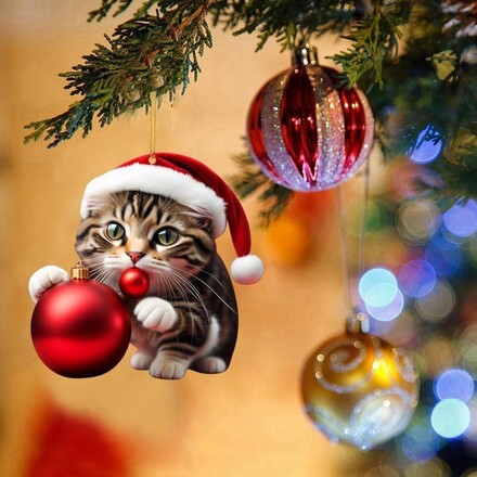 250pcs - Christmas tree cute kitten decoration pendant