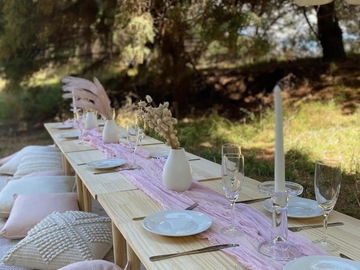 Offering with deposit : DIY Picnic Table Set For 10 People (Blush Pink)