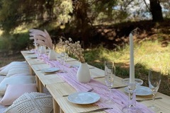 Offering with deposit : DIY Picnic Table Set For 10 People (Blush Pink)