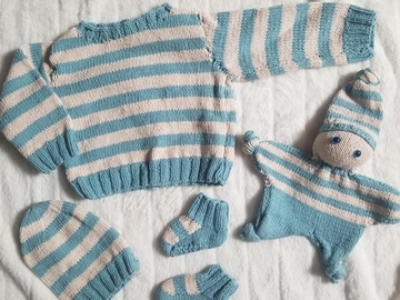 Vente au détail: Ensemble bleu et blanc : 3 mois