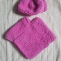 Vente au détail: Poncho et bonnet rose : 3 mois