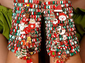 Bulk Lots: 100pcs Christmas handmade clay beaded bracelet set gift