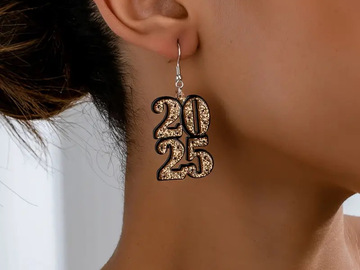Bulk Lots: 60pairs Acrylic design shiny 2025 New Year earrings