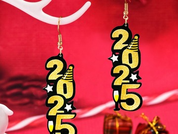 Bulk Lots: 100pcs Cute clock star hat 2025 pendant earrings