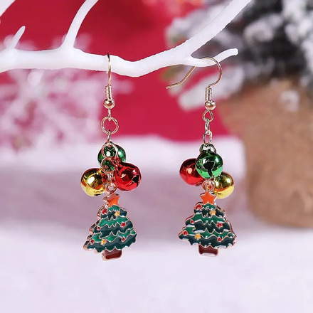 100pairs  New Arrival Christmas Tree Bell Earrings