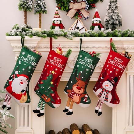 Christmas Stocking Large Stockings Santa Snowman Candy Gift Socks