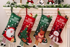 Bulk Lots: Christmas Stocking Large Stockings Santa Snowman Candy Gift Socks