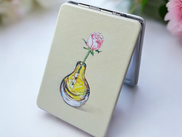  : Yellow Vase Folding Compact Mirror