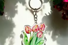  : Pink Tulips Keyring