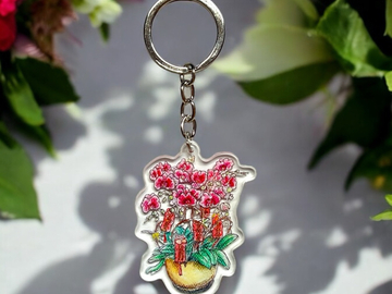  : Pink Orchids Keyring