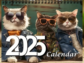 Bulk Lots: 30pcs 2025 cat calendar, monthly planner, notepad, memo