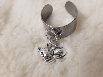 Vente au détail: Bague réglable avec breloque chat