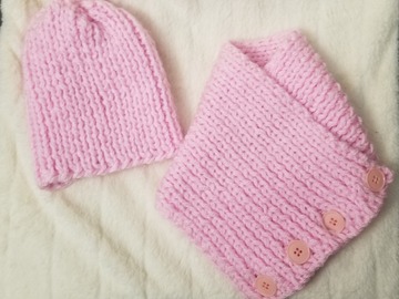 Vente au détail: Ensemble bonnet et col rose pour fille : 2/3 ans