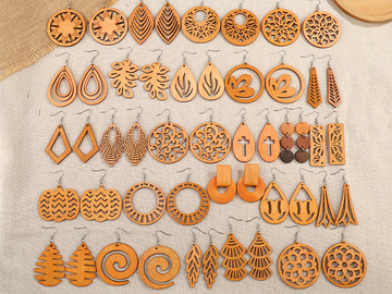 Bulk Lots: 240 Pairs Vintage Geometric Wooden Women's Earrings