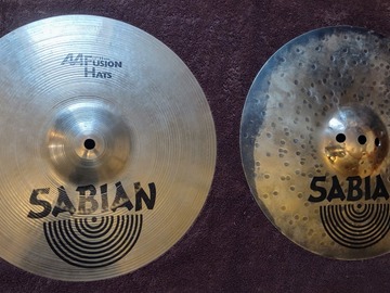 Selling with online payment: Sabian AA 13" Fusion Hats- Hi Hats - Brilliant Top/Natural Bottom