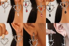 Bulk Lots: 100 Pairs of Vintage Punk Gothic Thorn Love Earrings