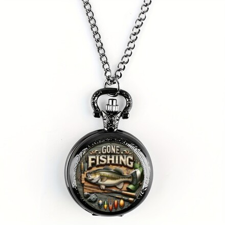 40 Pcs Vintage Fishing Pattern Quartz Pocket Watch