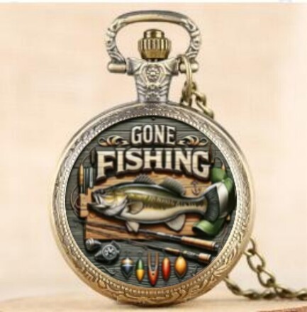 40 Pcs Vintage Fishing Pattern Quartz Pocket Watch