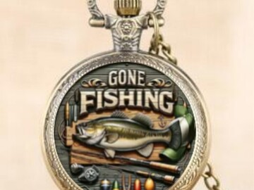 Bulk Lots: 40 Pcs Vintage Fishing Pattern Quartz Pocket Watch