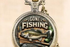 Bulk Lots: 40 Pcs Vintage Fishing Pattern Quartz Pocket Watch