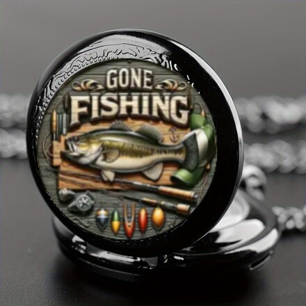 40 Pcs Vintage Fishing Pattern Quartz Pocket Watch