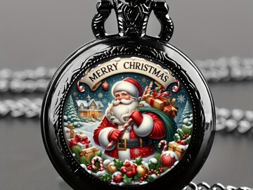 Bulk Lots: 40 Pcs Santa Claus Christmas Gift Quartz Pocket Watch