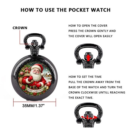 40 Pcs Santa Claus Christmas Gift Quartz Pocket Watch