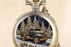 Bulk Lots: 50 PcsVintage Forest Truck Pattern Quartz Pocket Watch