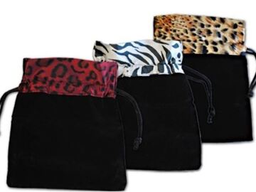 Bulk Lots: 150 Animal Print Velvet Pouches--4 1/2" x 5" --$0.65 pcs!