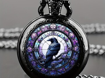Bulk Lots: 40 Pcs Vintage Crow Animal Pattern Quartz Mini Pocket Watch 