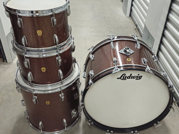 Selling with online payment: 1966 Ludwig Burgandy Sparkle Kit - 4 Piece