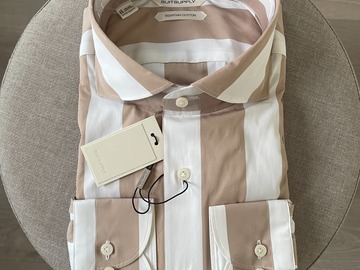 Selling with online payment: [EU] NWT Suitsupply wide brown stripe shirt, size 15.5/15.75L