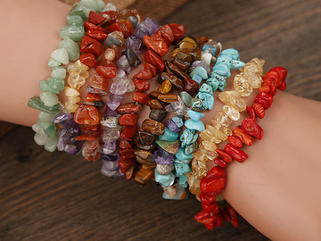 Bulk Lots: 200 Pcs Colorful Natural Stone Handmade Bracelets