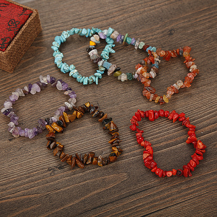 200 Pcs Colorful Natural Stone Handmade Bracelets