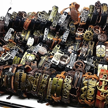 250Pcs Vintage Leather Ethnic Tribal Bracelets