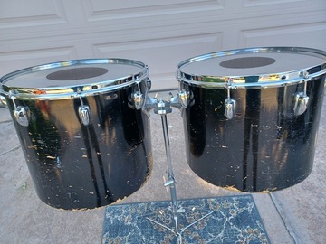 Selling with online payment: 60's Slingerland Concert toms 15 and 16/ set-o-matic stand