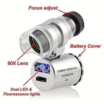 60X portable pocket microscope magnifier